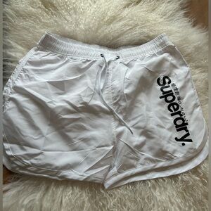 BNWOT Superdry White Logo gym/swimming muscular tights whitey shorts SZ S!!
